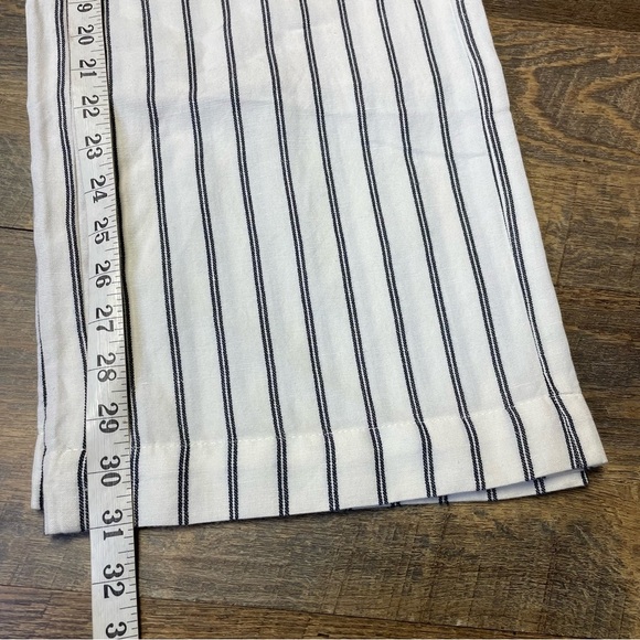 J. Jill Wide-Leg Linen Blend Pants Cream Navy Striped Coastal Preppy Womens 8 - Picture 8 of 13